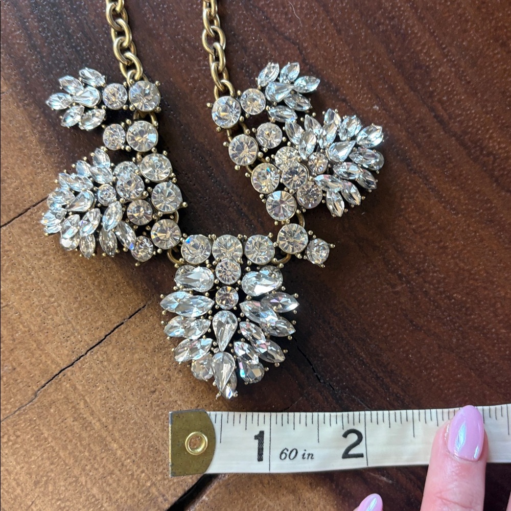 J.Crew Vintage Crystal Statement Necklace – Gold Tone Rhinestone Bib - Picture 6 of 6